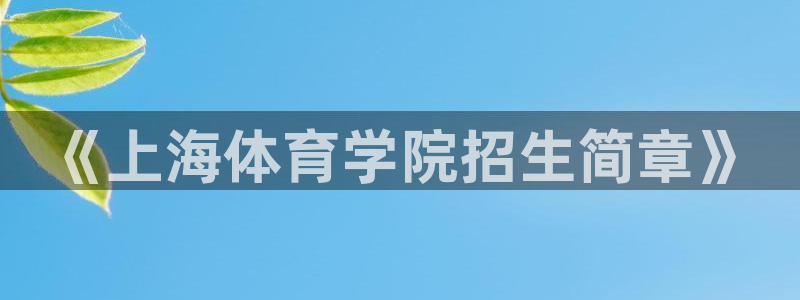 欧亿体育官方正版app娱乐40996：《上海体育学院招生简章